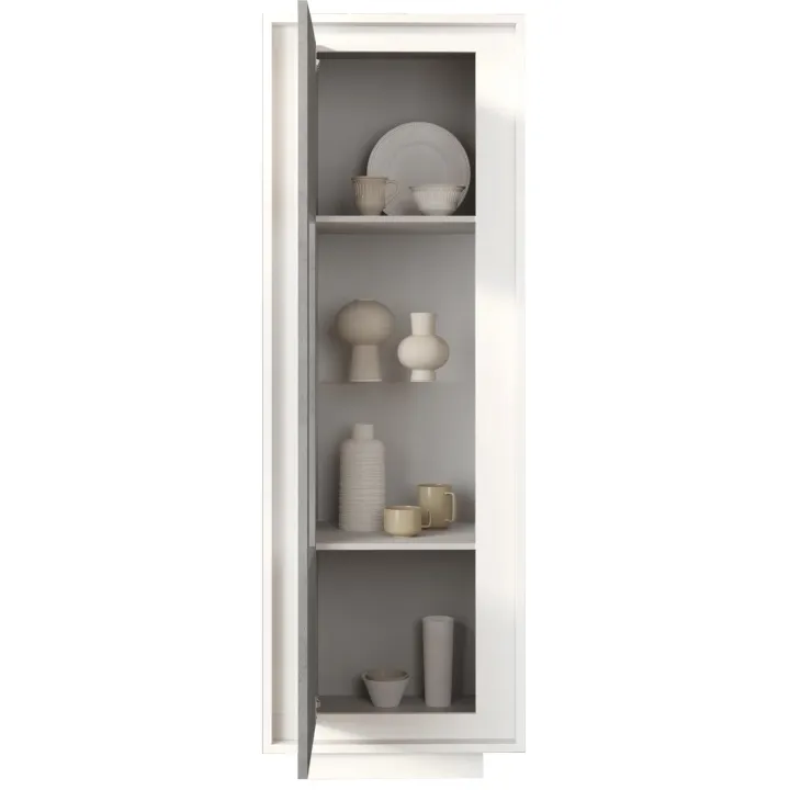 Vetrinetta 67x197cm 1 anta moderna bianco opaco grigio cemento Deluxe