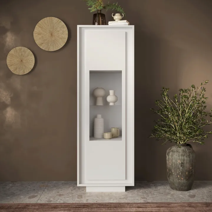 Vetrinetta 67x197cm 1 anta moderna bianco opaco Deluxe