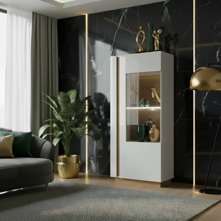 Vetrinetta 72x154h cm 1 anta bianco rovere Noa Gihome®