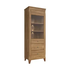 Vetrinetta 72x202h cm 1 anta 3 cassetti rovere scuro Lucca