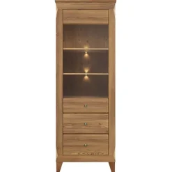 Vetrinetta 72x202h cm 1 anta 3 cassetti rovere scuro Lucca