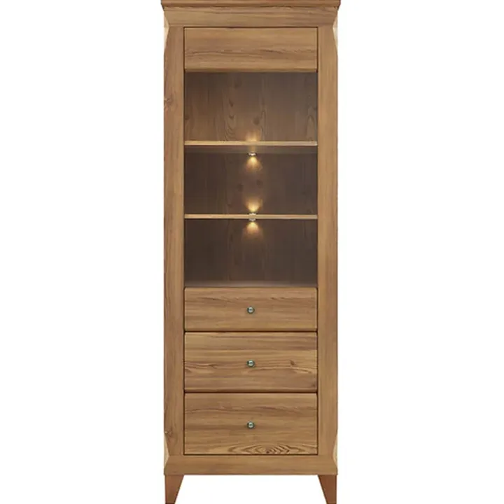 Vetrinetta 72x202h cm 1 anta 3 cassetti rovere scuro Lucca