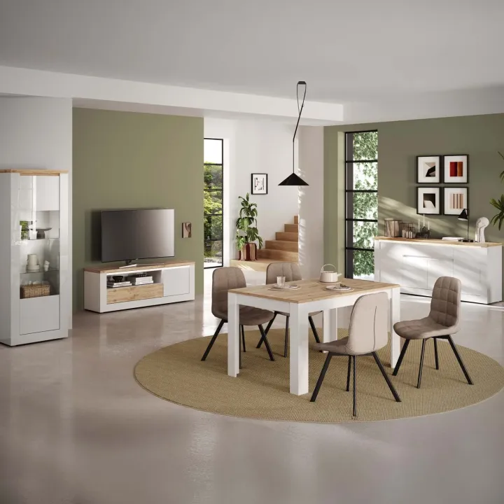 Vetrinetta 67x191h cm 1 anta con led bianco lucido rovere chiaro Istria