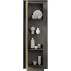 Vetrinetta 67x197h cm 1 anta moderna antracite rovere chiaro Deluxe