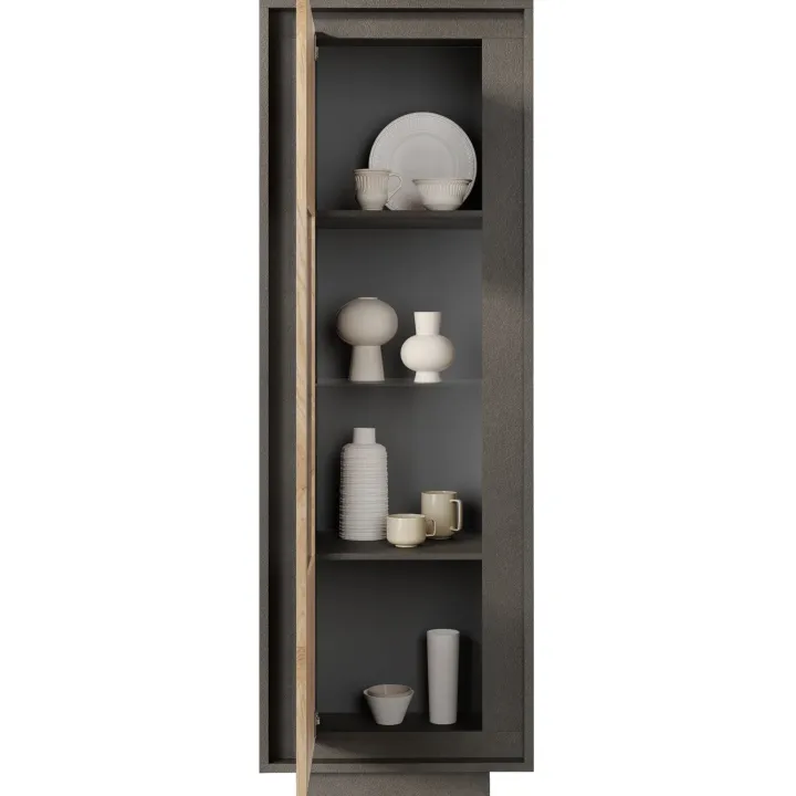 Vetrinetta 67x197h cm 1 anta moderna antracite rovere chiaro Deluxe