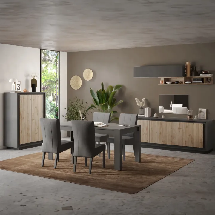 Vetrinetta 67x197h cm 1 anta moderna antracite rovere chiaro Deluxe