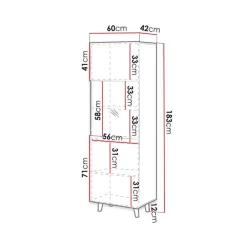 Vetrinetta 60x183h cm 1 anta moderna cannettato antracite Essence