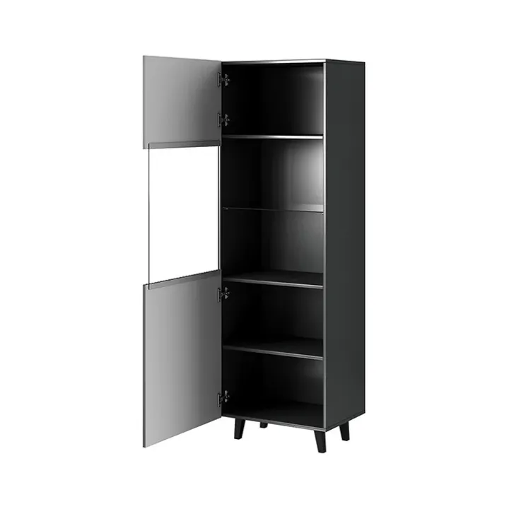 Vetrinetta 60x183h cm 1 anta moderna cannettato antracite Essence