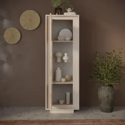 Vetrinetta 67x197h cm 1 anta moderna beige rovere chiaro Deluxe