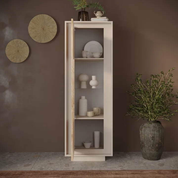 Vetrinetta 67x197h cm 1 anta moderna beige rovere chiaro Deluxe