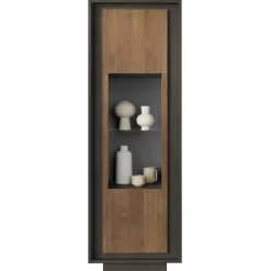 Vetrinetta 67x197h cm 1 anta moderna antracite rovere scuro Deluxe