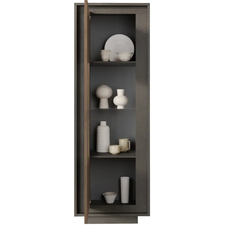 Vetrinetta 67x197h cm 1 anta moderna antracite rovere scuro Deluxe