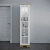 Vetrinetta 48x199h cm 1 anta shabby bianco lucido rovere Loira
