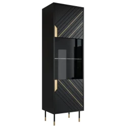 Vetrinetta 54x180h cm 1 anta soggiorno moderna nero oro Golden