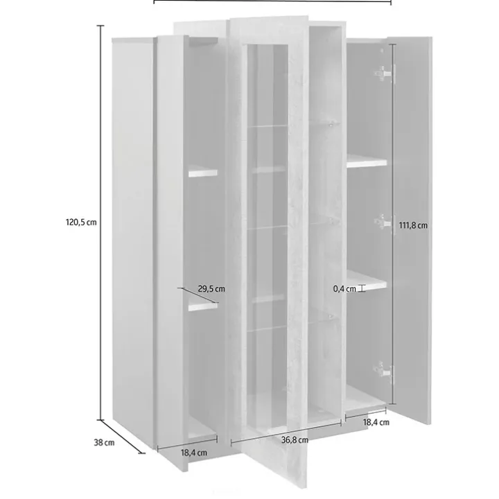 Vetrinetta 80x121h cm 2 ante antracite rovere Milos Gihome®