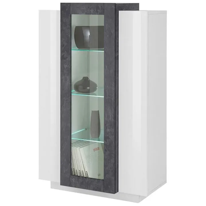 Vetrinetta 80x121h cm 2 ante bianco lucido nero opaco Milos Gihome®