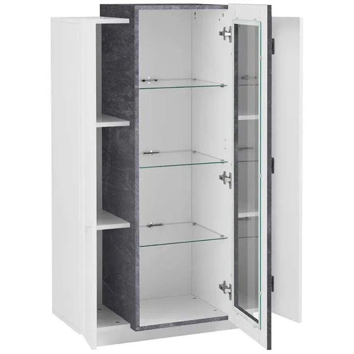 Vetrinetta 80x121h cm 2 ante bianco lucido nero opaco Milos Gihome®