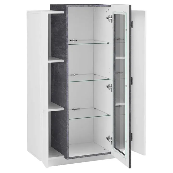 Vetrinetta 80x121h cm 2 ante bianco lucido nero opaco Milos Gihome®