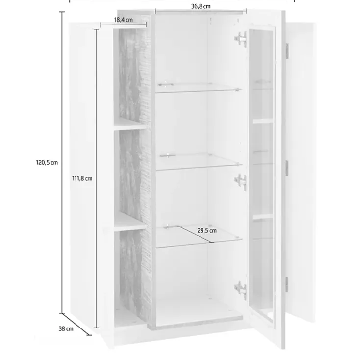 Vetrinetta 80x121h cm 2 ante bianco lucido rovere Milos Gihome®