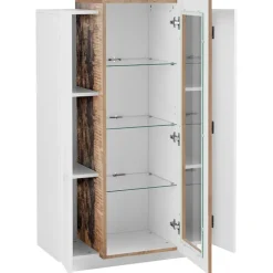 Vetrinetta 80x121h cm 2 ante bianco lucido rovere Milos Gihome®