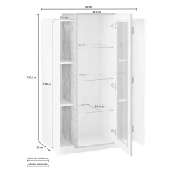 Vetrinetta 80x121h cm 2 ante bianco lucido rovere Milos Gihome®