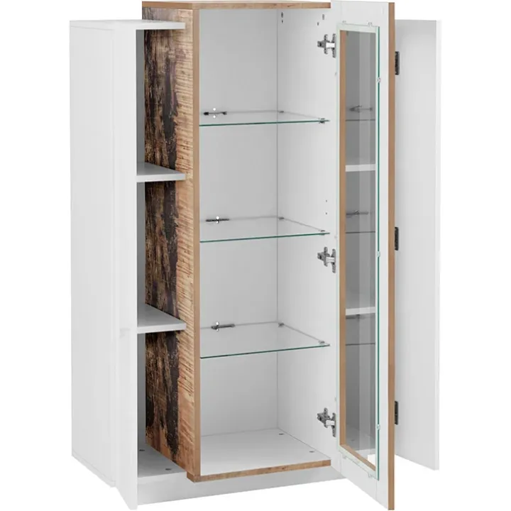 Vetrinetta 80x121h cm 2 ante bianco lucido rovere Milos Gihome®