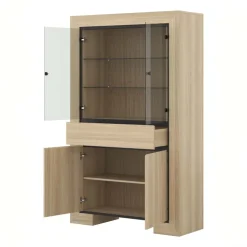 Vetrinetta 113x185h cm 4 ante 1 cassetto rovere Écarté