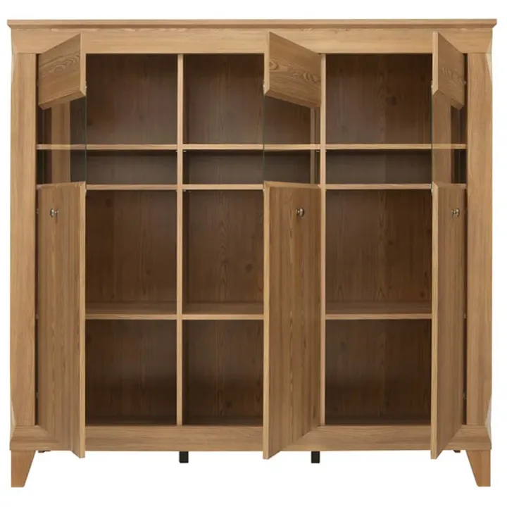 Vetrinetta 156x151h cm 3 ante 4 cassetti rovere scuro Lucca