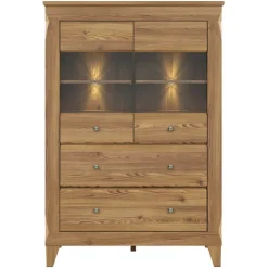 Vetrinetta 102x151h cm 2 ante 4 cassetti rovere scuro Lucca