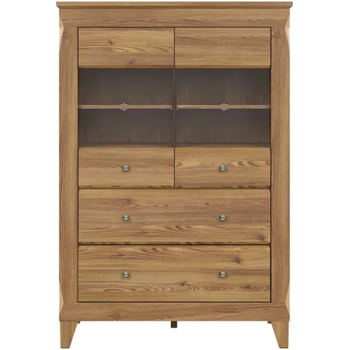 Vetrinetta 102x151h cm 2 ante 4 cassetti rovere scuro Lucca