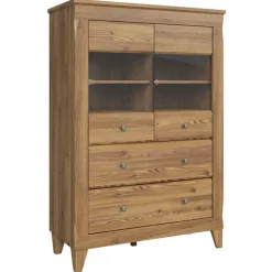 Vetrinetta 102x151h cm 2 ante 4 cassetti rovere scuro Lucca