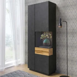 Vetrinetta 80x207h cm 2 ante destra antracite rovere Bahama