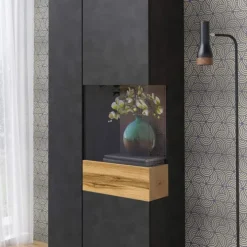 Vetrinetta 80x207h cm 2 ante destra antracite rovere Bahama
