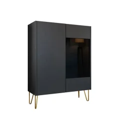 Vetrinetta 97x122h cm 2 ante moderna grafite frassinato marmo nero Visby