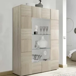 Vetrinetta 121x166h cm 2 ante moderna rovere samoa Obsession