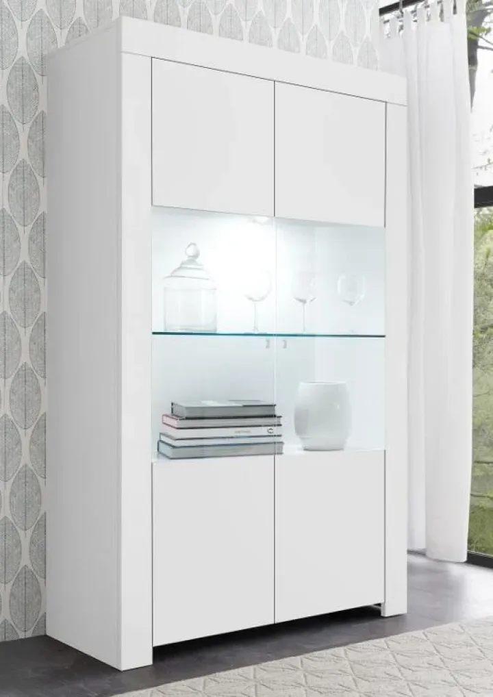 Vetrinetta 110x186h cm 2 ante moderno bianco opaco Halston