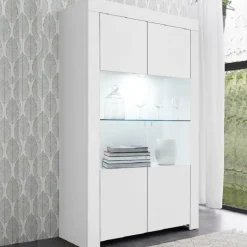 Vetrinetta 110x186h cm 2 ante moderno bianco opaco Halston
