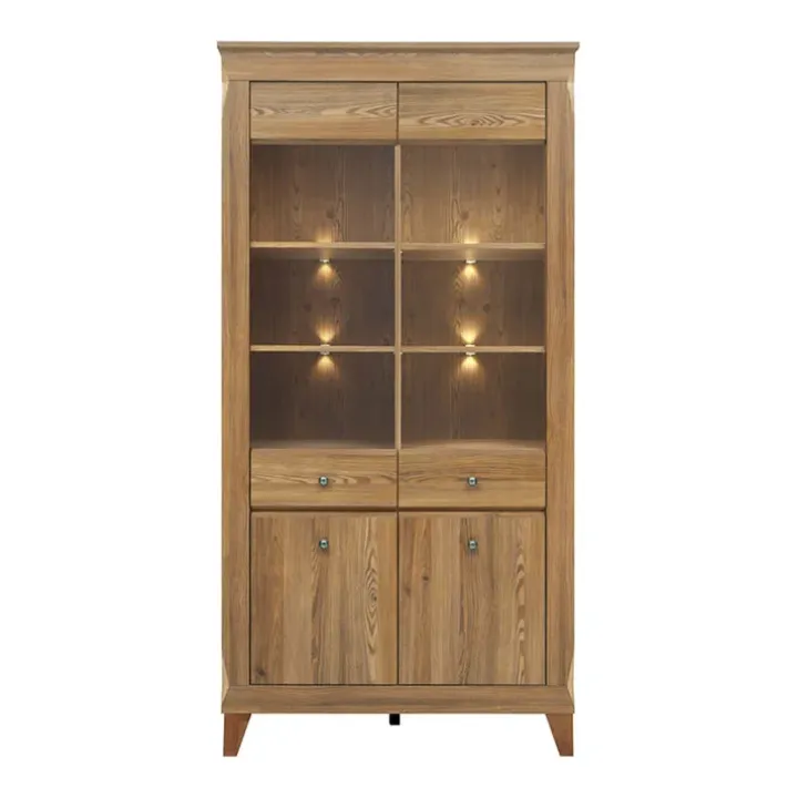 Vetrinetta 102x202h cm 4 ante rovere scuro Lucca