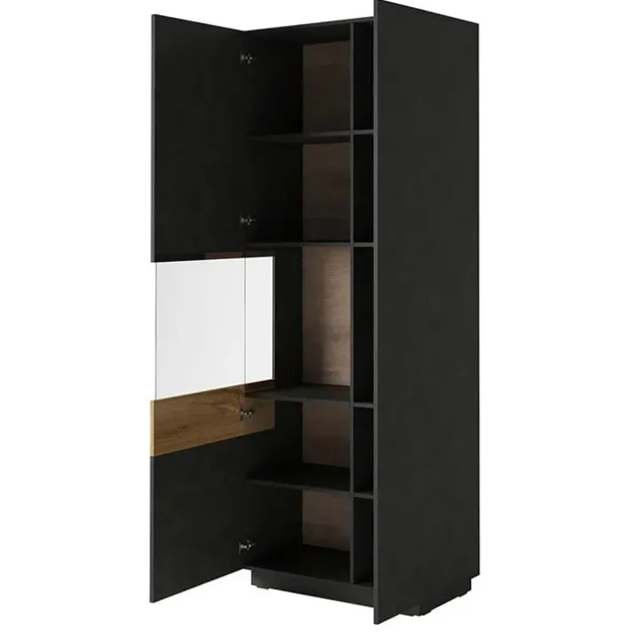 Vetrinetta 80x207h cm 2 ante sinistra moderna antracite rovere Bahama