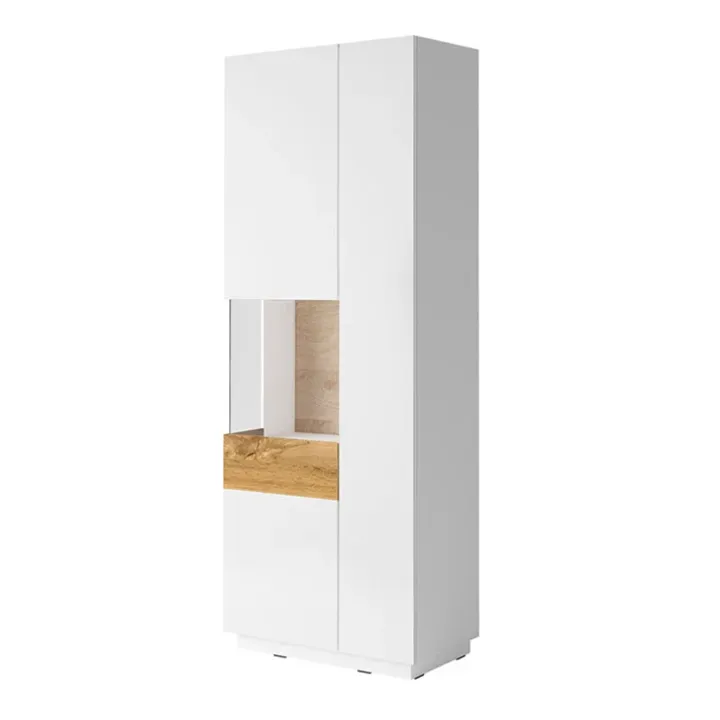 Vetrinetta 80x207h cm 2 ante sinistra bianco lucido rovere Bahama