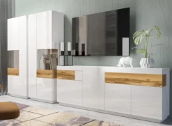 Vetrinetta 80x207h cm 2 ante sinistra bianco lucido rovere Bahama