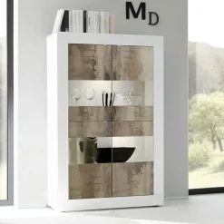 Vetrinetta 102x162h cm 4 ante soggiorno bianco lucido pero Eternity