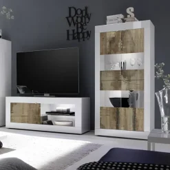 Vetrinetta 102x162h cm 4 ante soggiorno bianco lucido pero Eternity