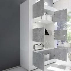 Vetrinetta 102x162h cm 4 ante soggiorno bianco lucido cemento Eternity