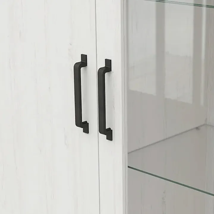 Vetrinetta 102x201h cm 2 ante soggiorno bianco frassinato rovere Lars
