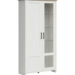 Vetrinetta 102x201h cm 2 ante soggiorno bianco frassinato rovere Lars