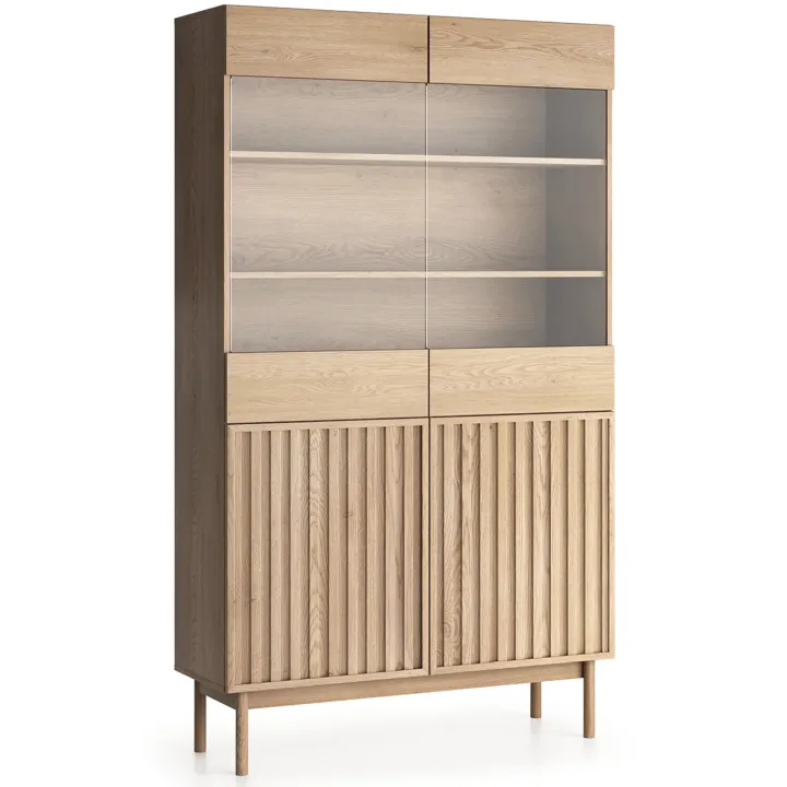 Vetrinetta 106x183h cm design cannettato rovere Colby