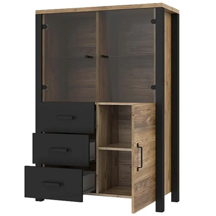 Vetrinetta 101x146h cm moderna quercia nero opaco Nebraska
