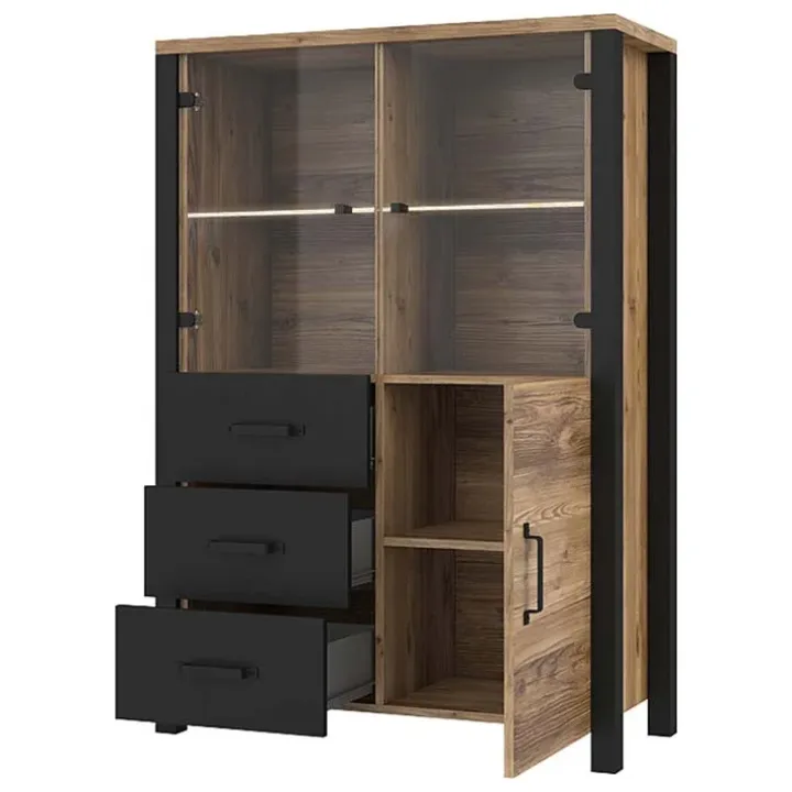 Vetrinetta 101x146h cm moderna quercia nero opaco Nebraska