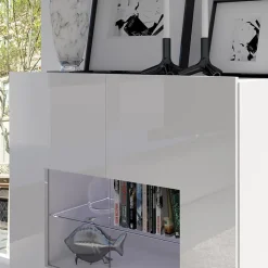Vetrinetta 100x107h cm moderna soggiorno bianco Corale